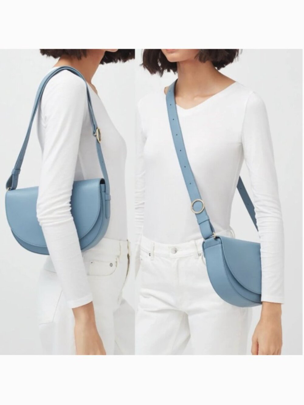 CUYANA Half Moon Shoulder Crossbody Bag in Dusk Blue - Picture 1 of 12